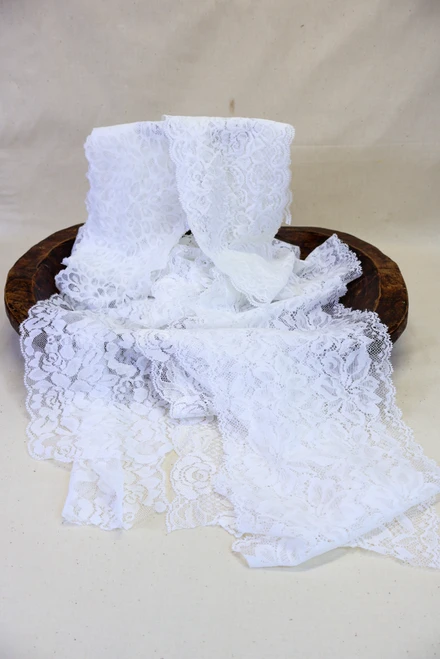 Set of 5- White Lace Strips
