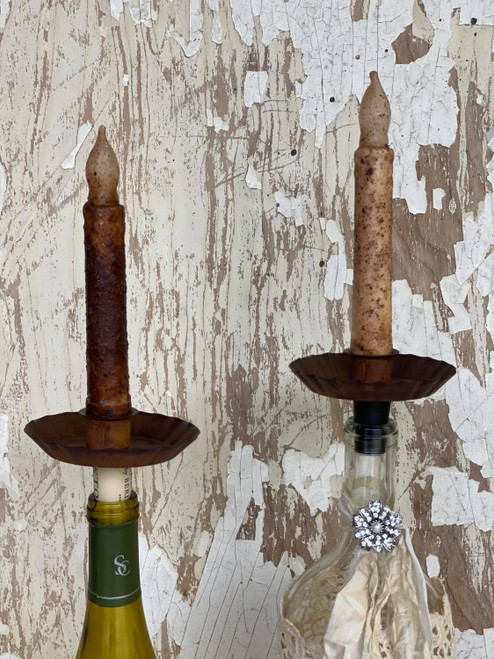 Rust Wine Bottle Taper Holders (Set of 2)