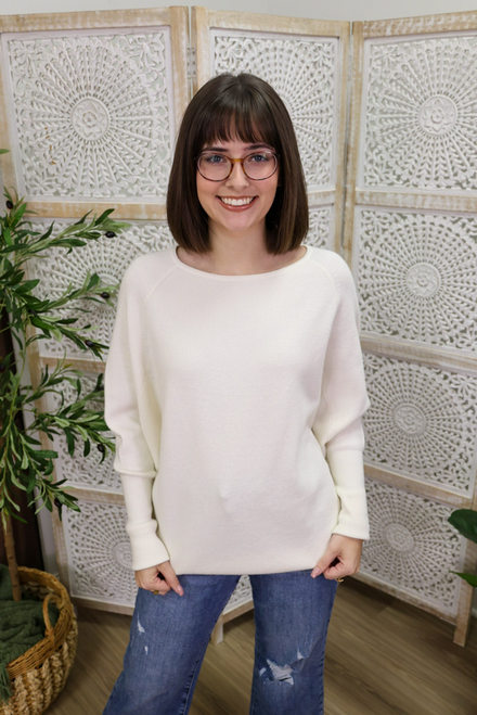 At Your Leisure Sweater Top - Cream