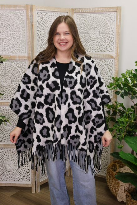 At A Crossroads Poncho - Gray