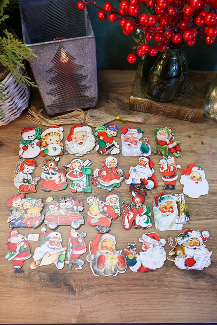Vintage Wooden Christmas Ornaments  - Set of 36