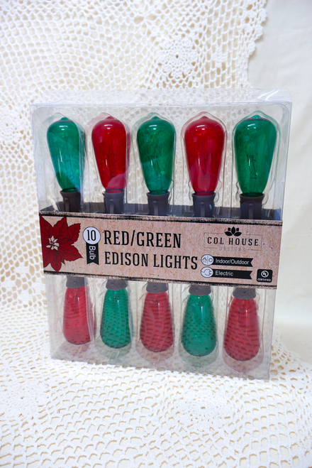 10 Count Edison Lights - Red And Green