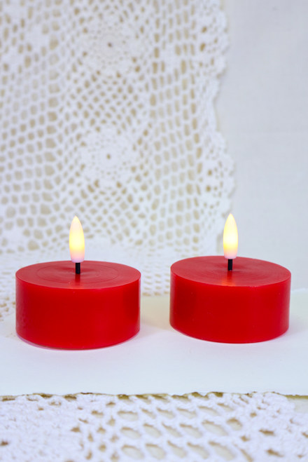 Red Jumbo Tea Light 3D Candle - Set of 2
