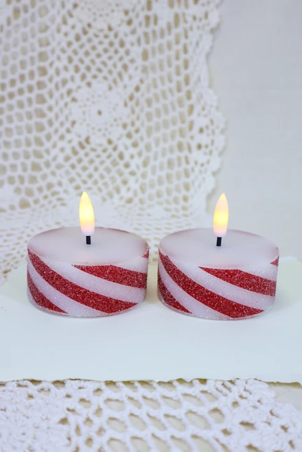 Candy Cane Tea Light 3D Candle - Set of 2