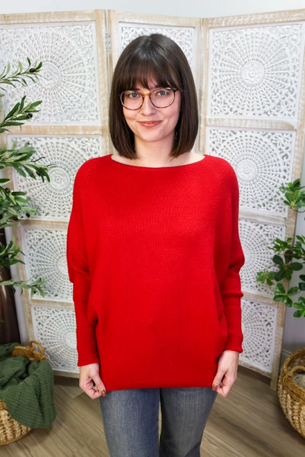 At Your Leisure Sweater Top - Red