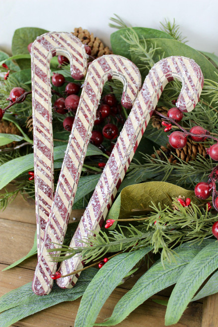 Set Of 3 Wooden Candy Canes