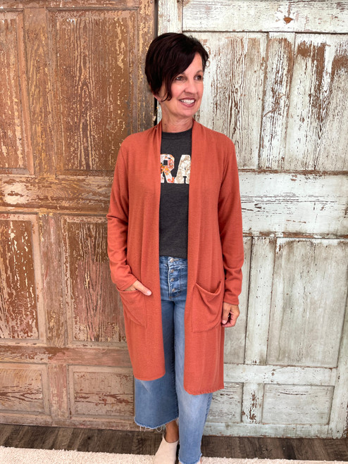 Fall Is In The Air Cardigan - RUST