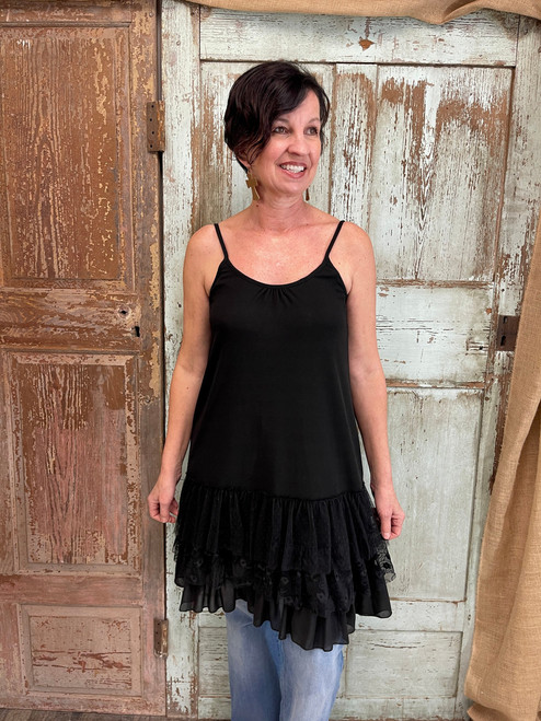 Extended Stay Tank Top Dress - BLACK