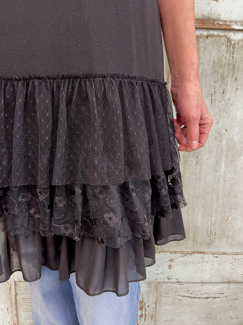 Extended Stay Tank Top Dress - BLACK