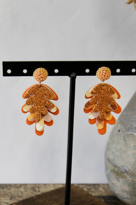Be Nice Or Leaf Earrings - Orange