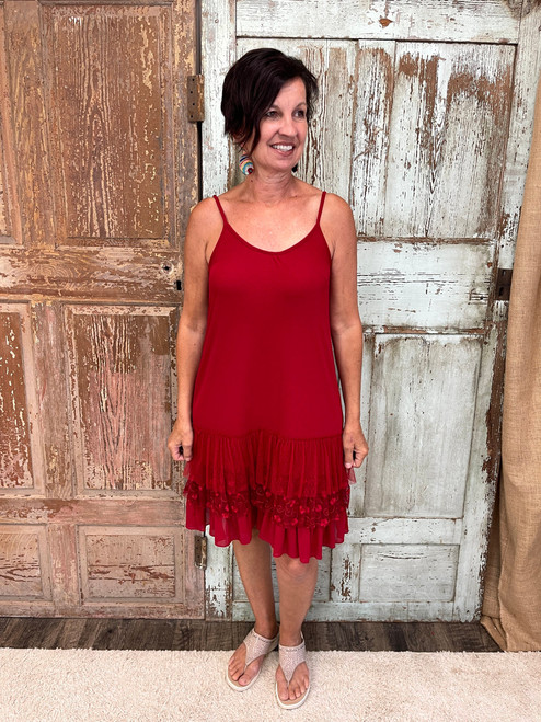 Extended Stay Tank Top Dress - RED