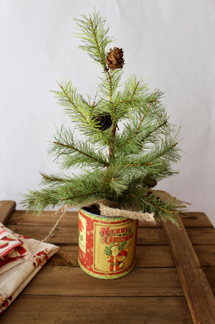 12" Green Up Tree With Pinecones