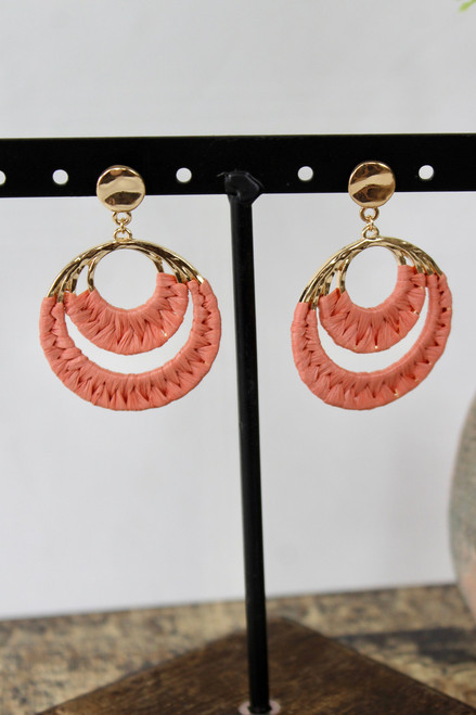 Jumping Through Hoops Earrings - Salmon