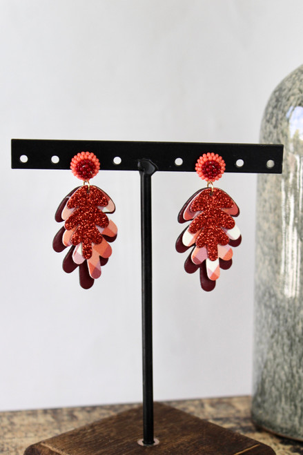 Be Nice Or Leaf Earrings - Maroon