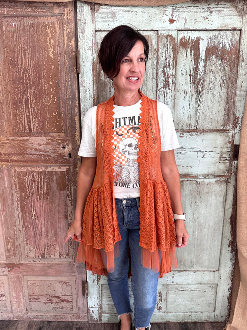 New Sensation Lace Vest - Orange