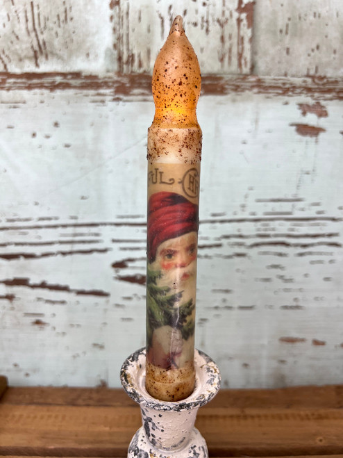 Burnt Ivory Joyful Santa Timer Taper Burnt Ivory Joyful Santa Timer Taper