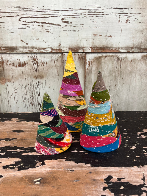 Set of 3 Kantha Topiaries