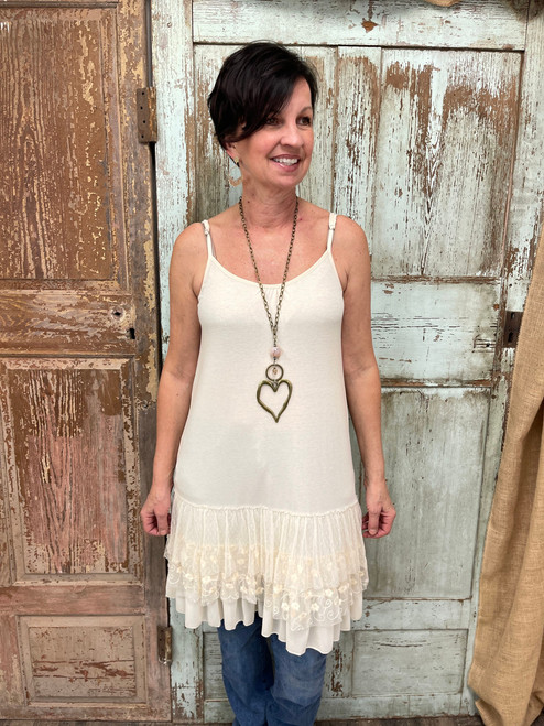 Extended Stay Tank Top Dress - CREAM