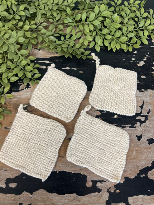 Square 4" Set Of 4 Cotton Crochet Dish Scrubbies