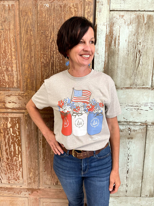 Red, White and Blue Shabby Tree Tee