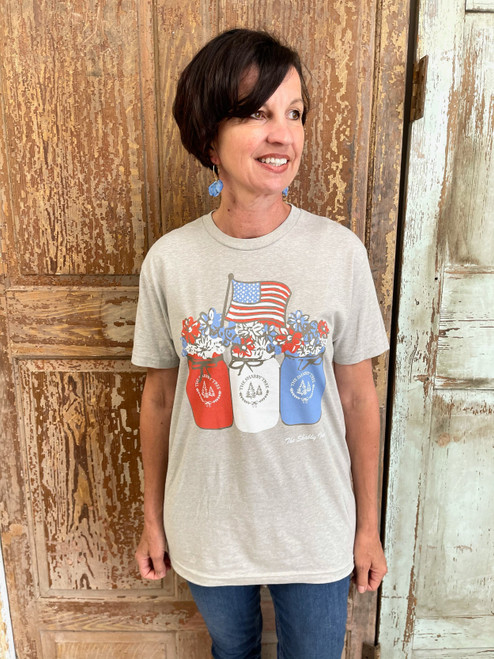 Red, White and Blue Shabby Tree Tee