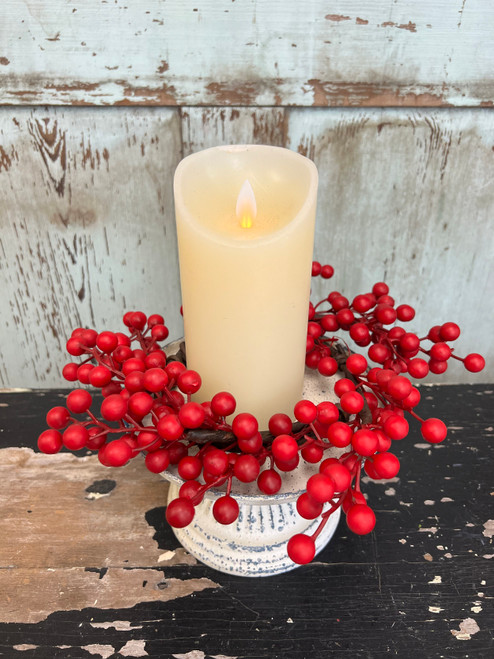 4.5" Matte Weatherproof Berry Candle Ring