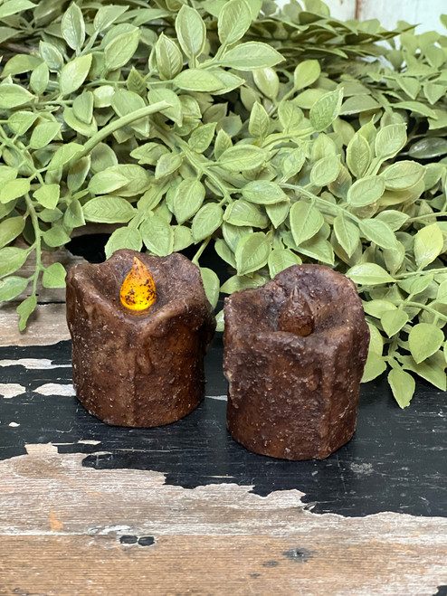 Burnt Mustard Mini Dripped Timer Votive (Set Of 2) Burnt Mustard Mini Dripped Timer Votive (Set Of 2)