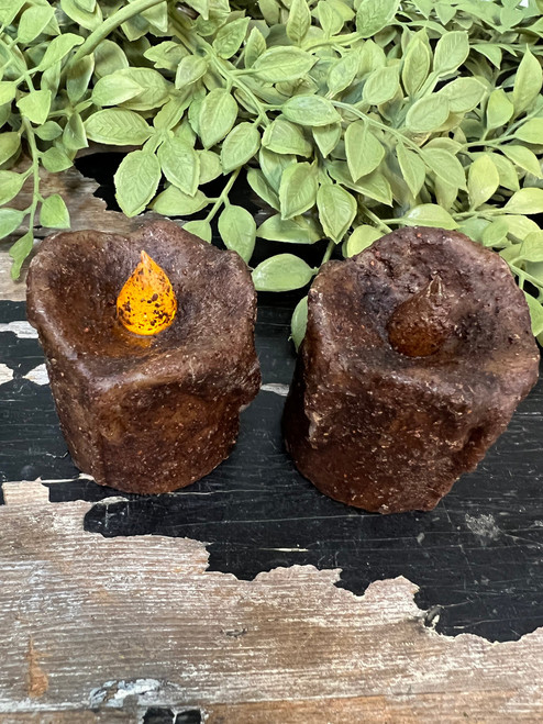 Burnt Mustard Mini Dripped Timer Votive (Set Of 2) Burnt Mustard Mini Dripped Timer Votive (Set Of 2)