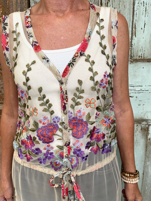 Roses And More Embroidered Vest