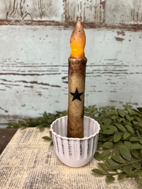 Burnt Ivory Star Timer Taper - 6" Burnt Ivory Star Timer Taper - 6"