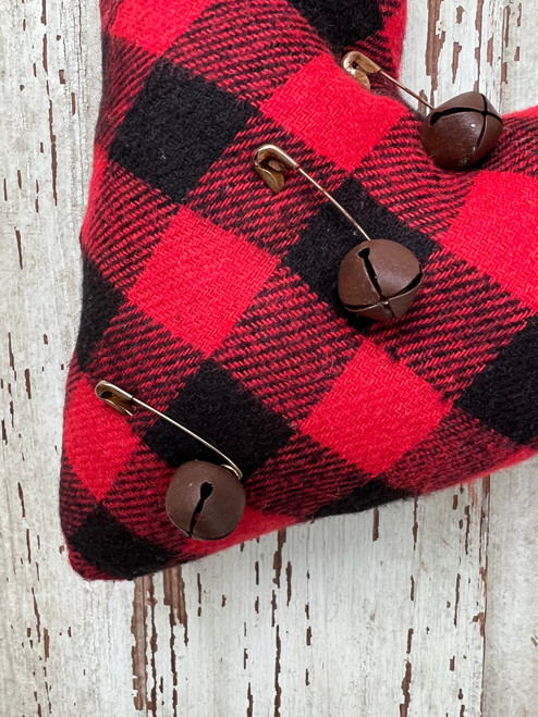 Black And Red Buffalo Check Heart Ornament Black And Red Buffalo Check Heart Ornament