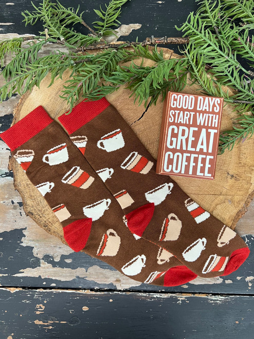 Good Days Start With Great Coffee Box Sign And Sock Set