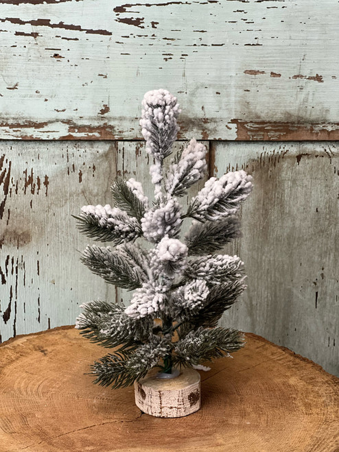 Medium Flocked Tree With Stump