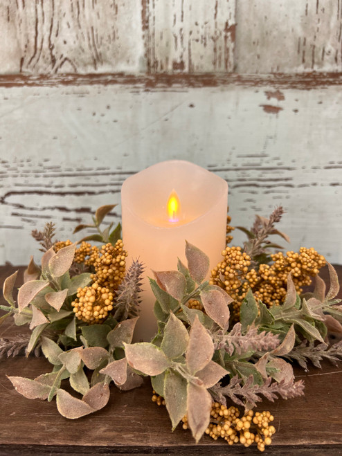 3" Autumn Herbs Candle Ring - MUSTARD