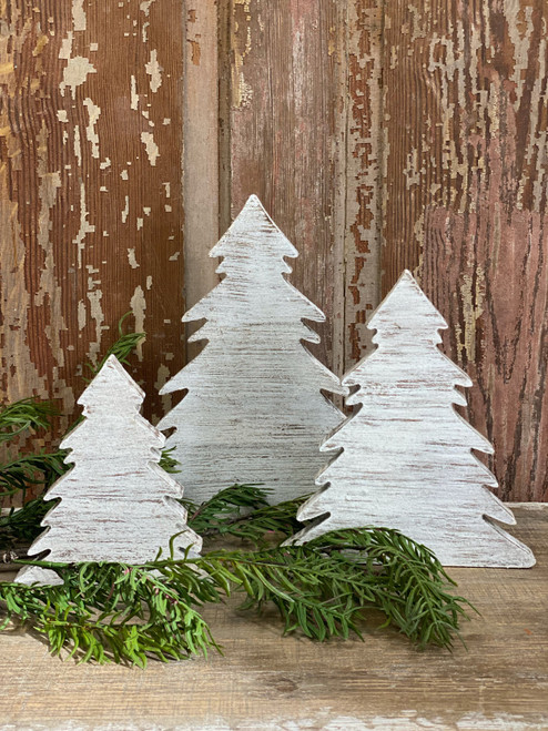 Weathered Wooden Cream Trees (set of 3)