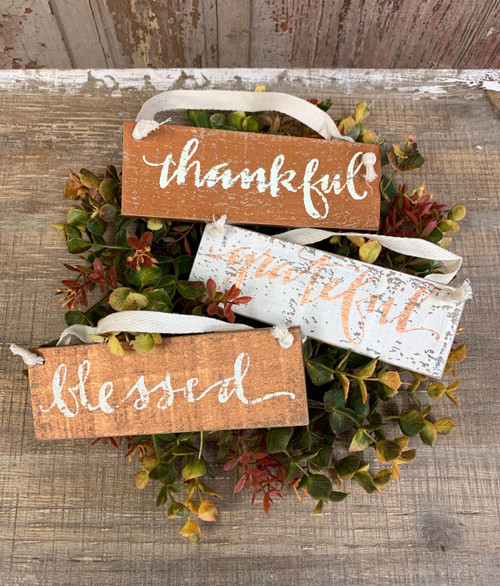 Thankful, Grateful, Blessed Ornament Set