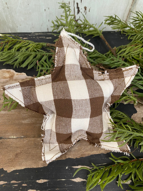Brown Buffalo Check Star Ornament Set Brown Buffalo Check Star Ornament Set