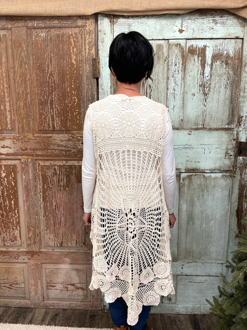 Caught Your Eye Crochet Vest - CREAM
