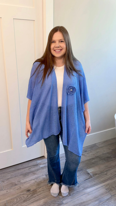 Made For Spring Poncho Wrap - Periwinkle Blue