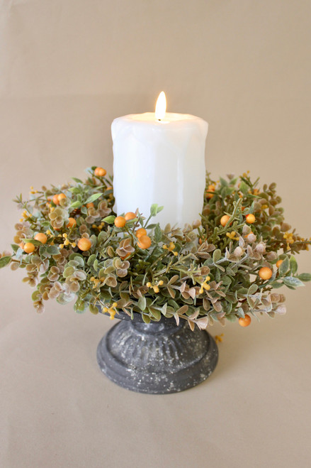 6" Foggy Morn Candle Ring - Mustard