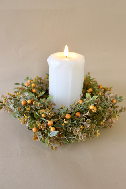 6" Foggy Morn Candle Ring - Mustard