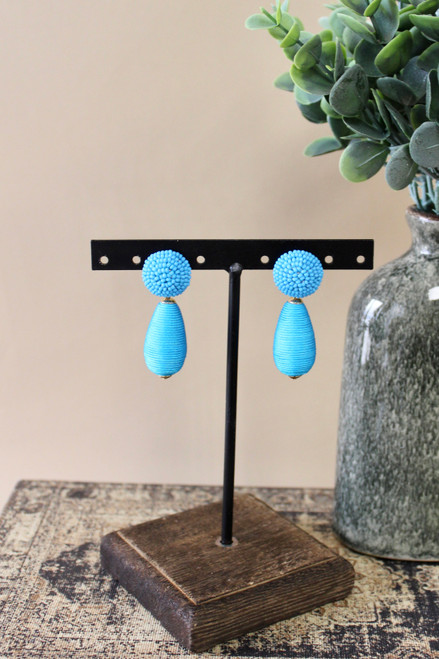 By A Thread Earrings - Blue