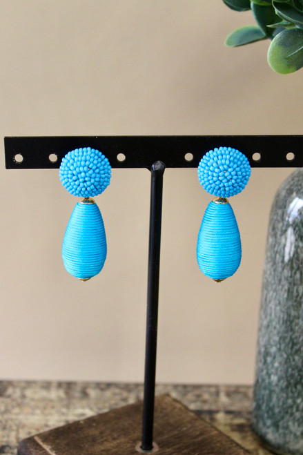 By A Thread Earrings - Blue