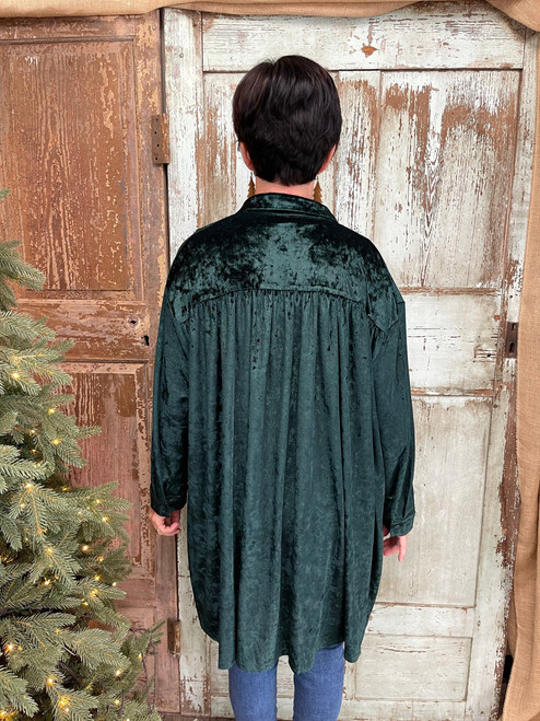 Crushing On You Velvet Tunic Top - GREEN