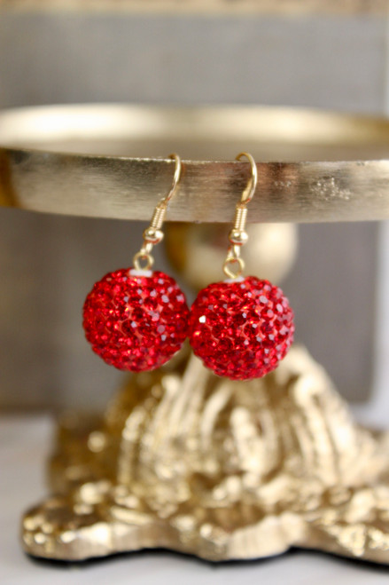 Leave A Sparkle Earrings - RED