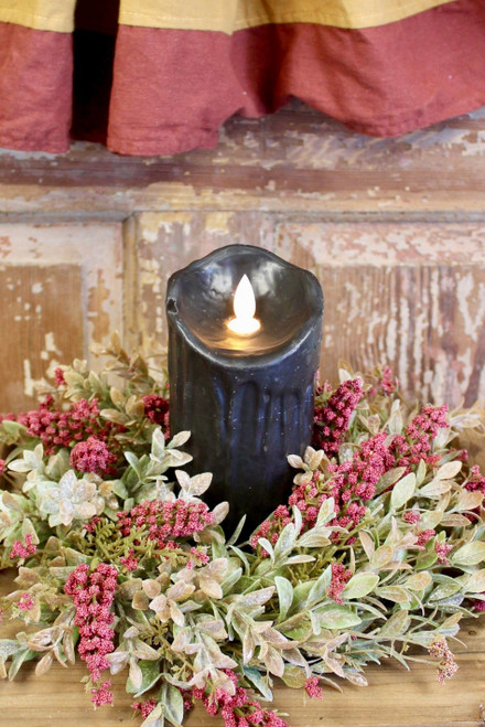 7" Moving Flame Black Pillar Candle