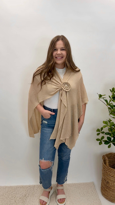 Made For Spring Poncho Wrap - Tan