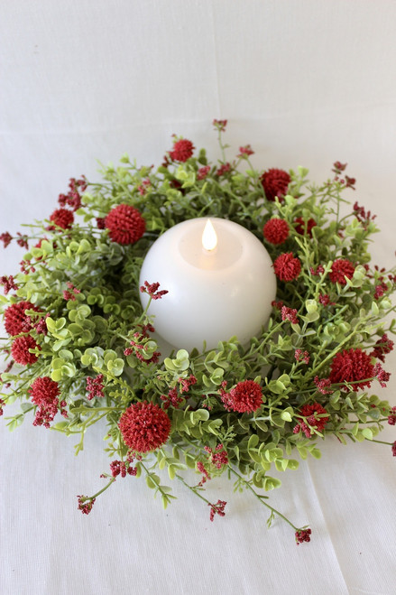 6" Garden Bliss Candle Ring - Red