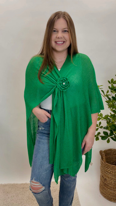 Made For Spring Poncho Wrap - Green