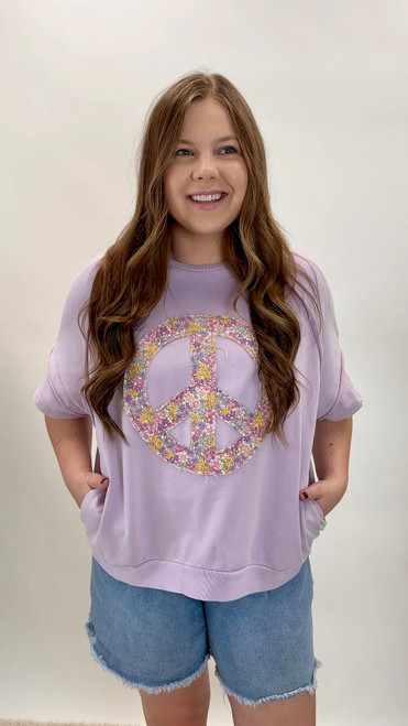 Peaceful Pause Sweatshirt Top - Lavender